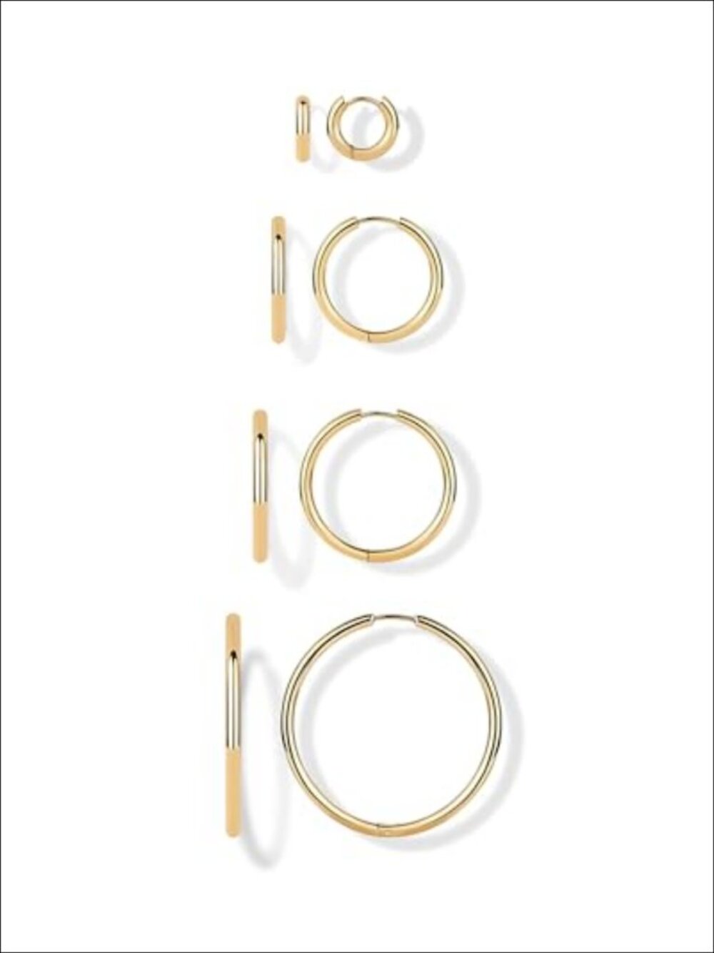 Waterproof Gold Hoop Earrings Set Stainless Steel Hinged Backs